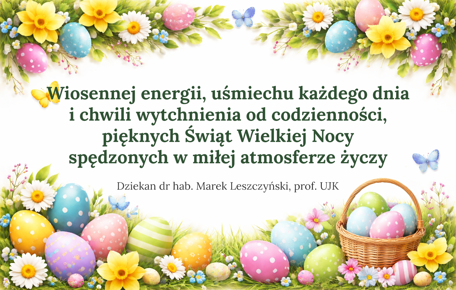 Życzenia Świąteczne od Dziekana Wydziału - Wielkanoc 2026