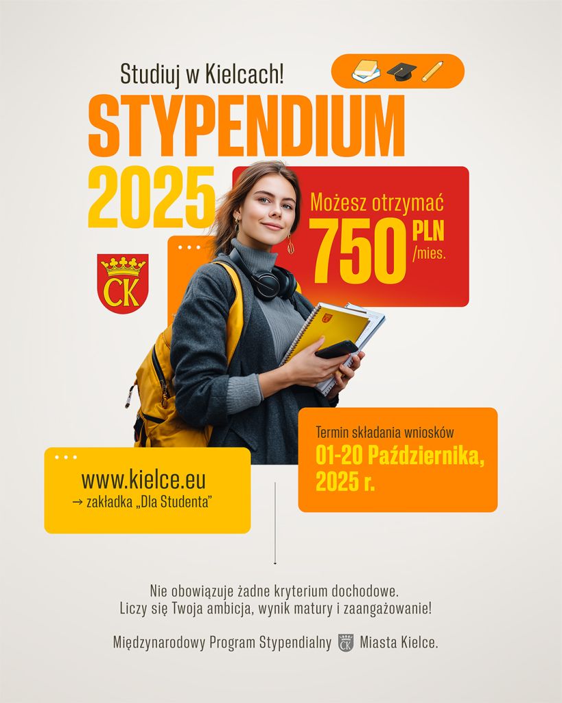 Ulotka - Stypendium miasta Kielce 2025/2026