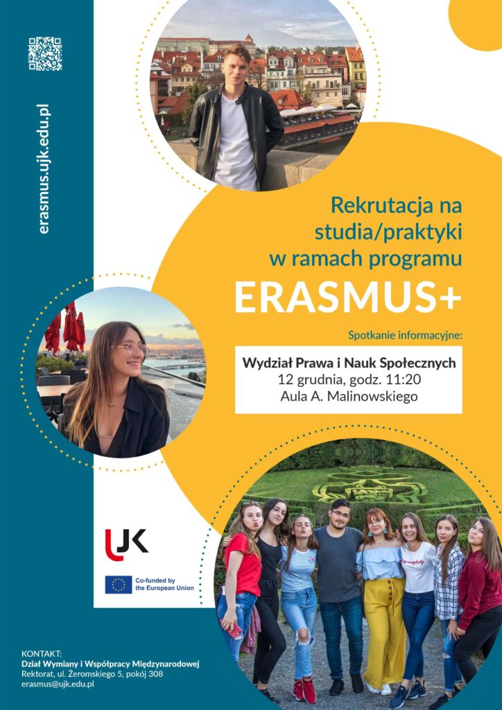 Plakat - spotkanie organizacyjne ERASMUS - Wydział Prawa i Nauk Społecznych 2023