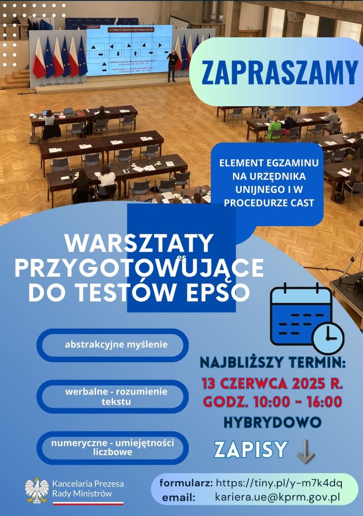 Zaproszenie na warszaty przygotowujace do testów epso