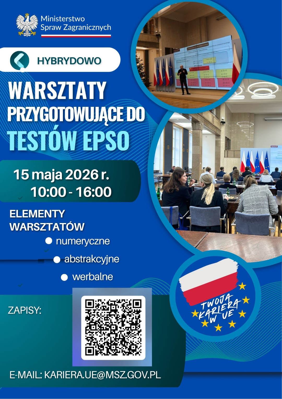 Plakat informacyjny o warsztatach epso
